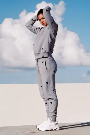 O&F Heart Embroidered Joggers - Blue/Grey ComfortWaistband