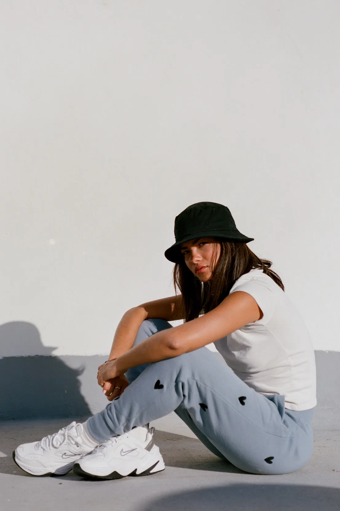 O&F Heart Embroidered Joggers - Blue/Grey Abrasion Proof Reinforcements