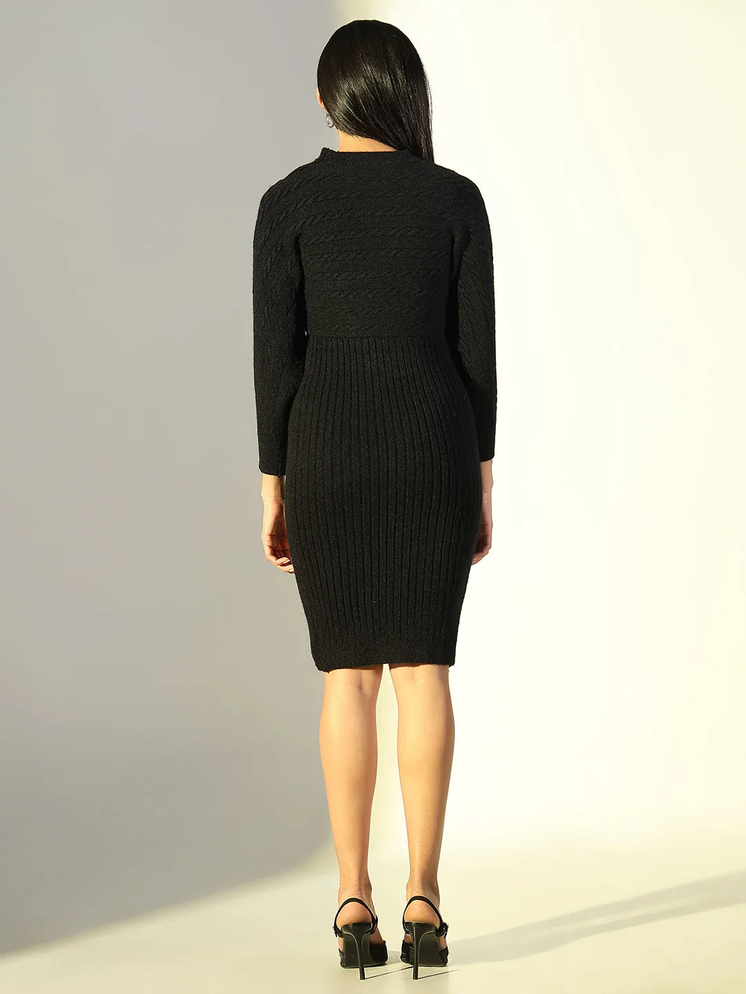 garden wedding Women's Black Casual Bodycon Dress with Top