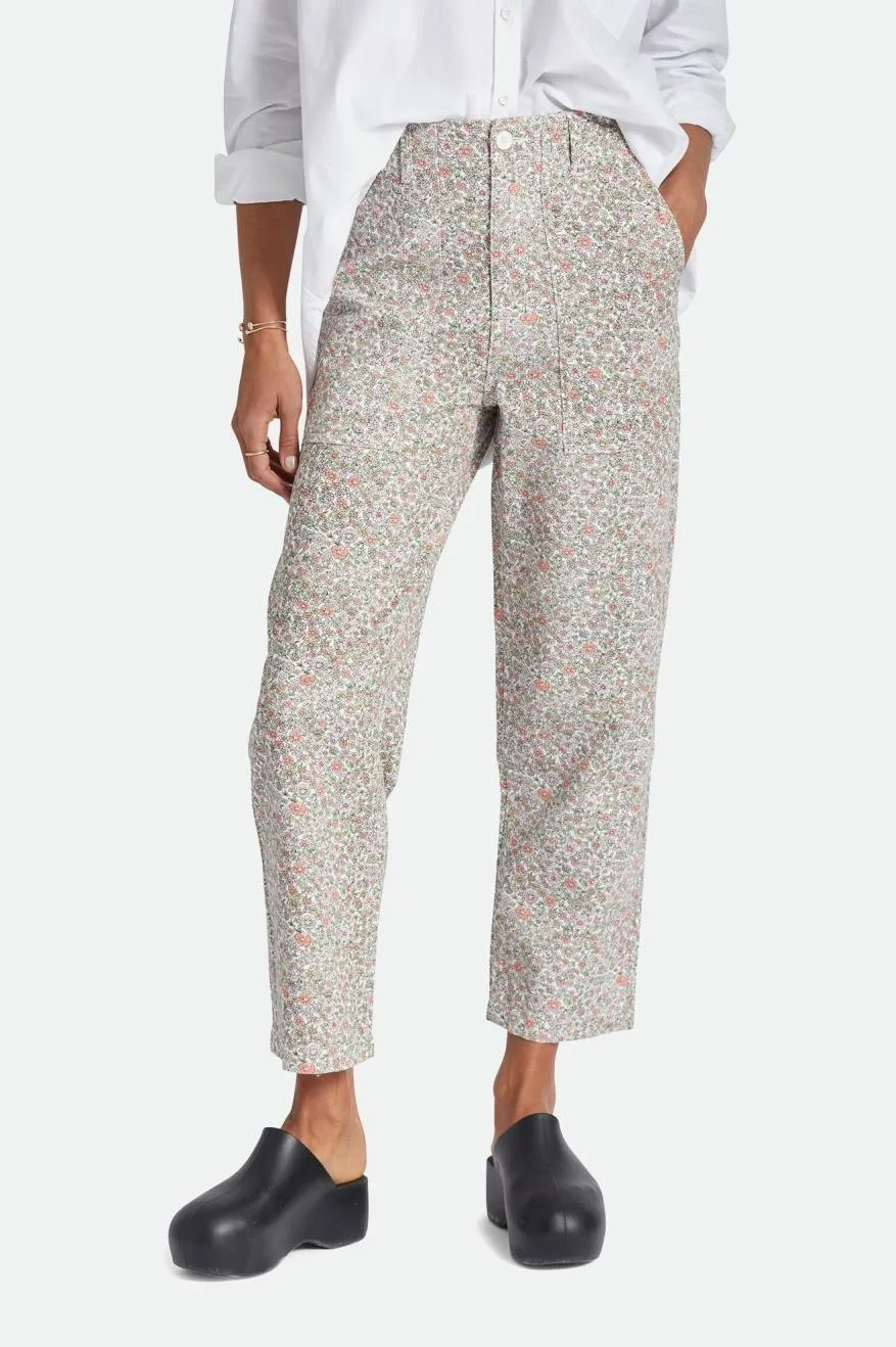 Vancouver Pant - White Floral breathable panels Relaxed Design