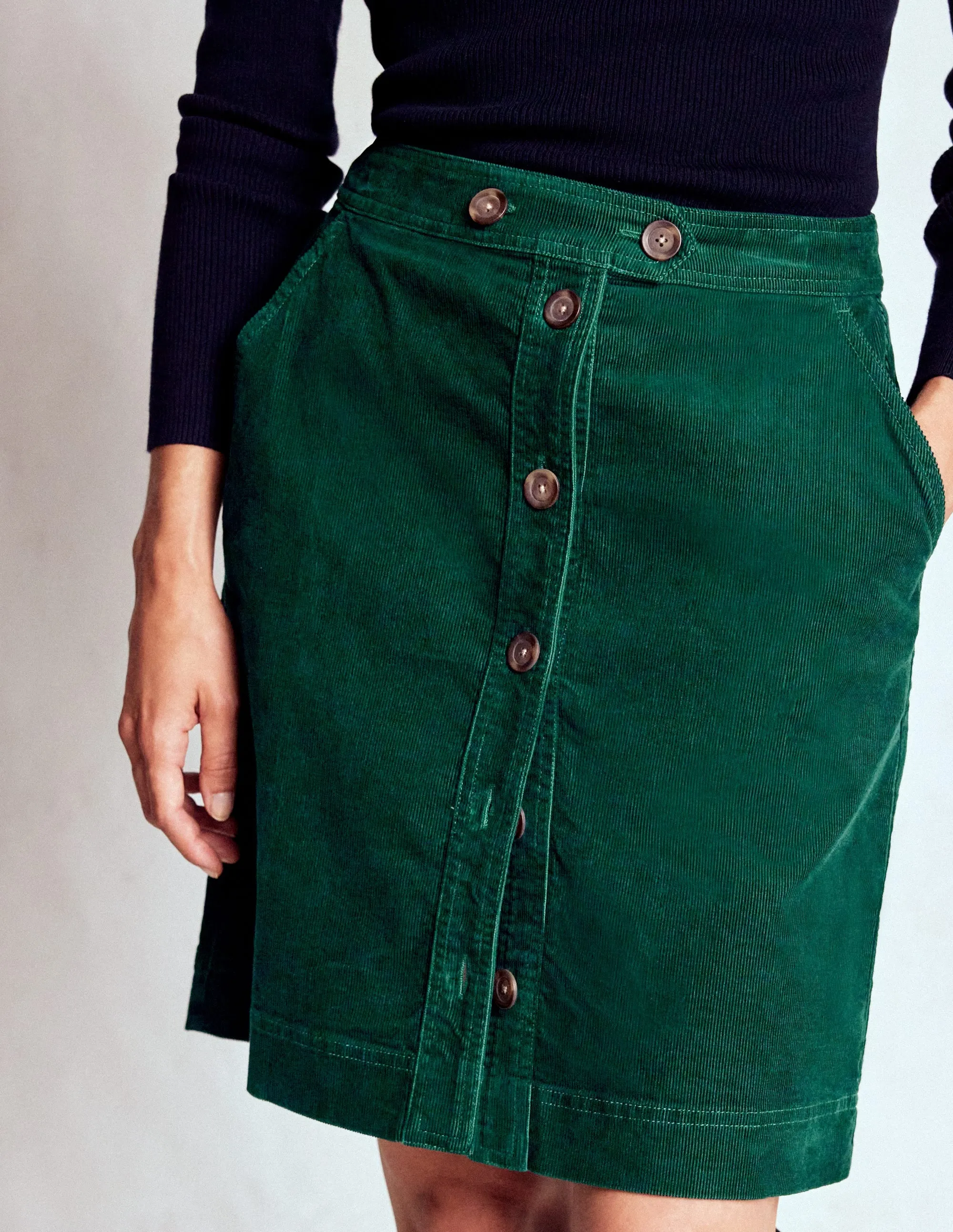 Media Feature Bohemian vibe Cecelia Cord Skirt-Emerald Night