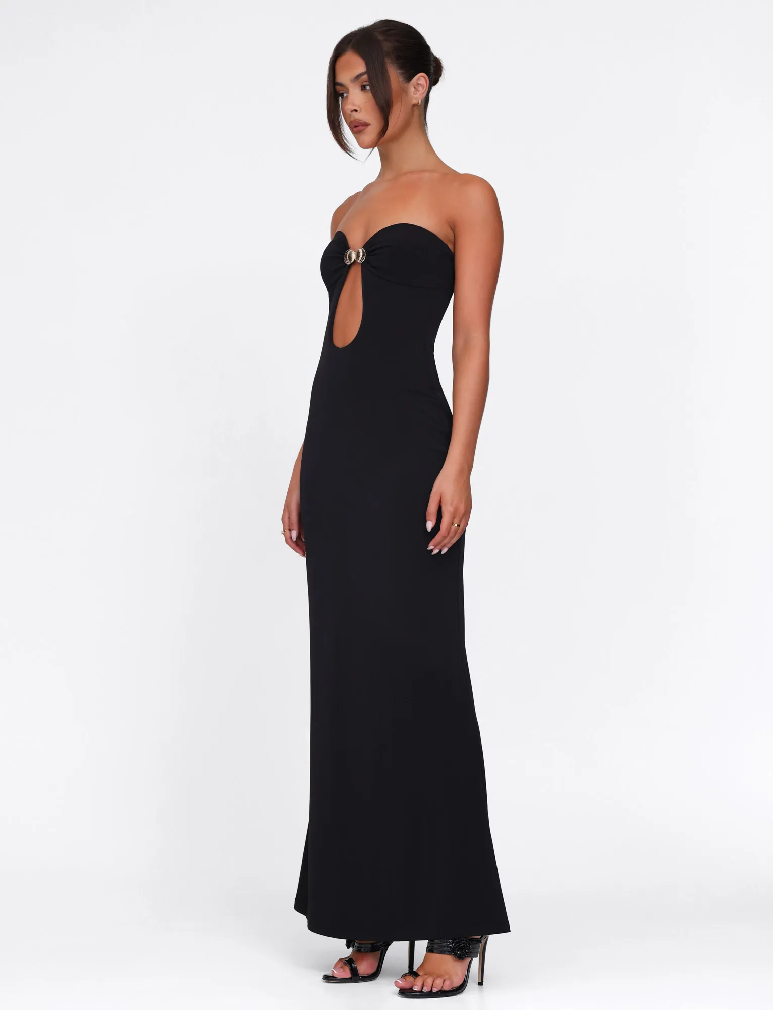 Seamless Finish Flattering Waist Design CECILY MAXI DRESS - BLACK