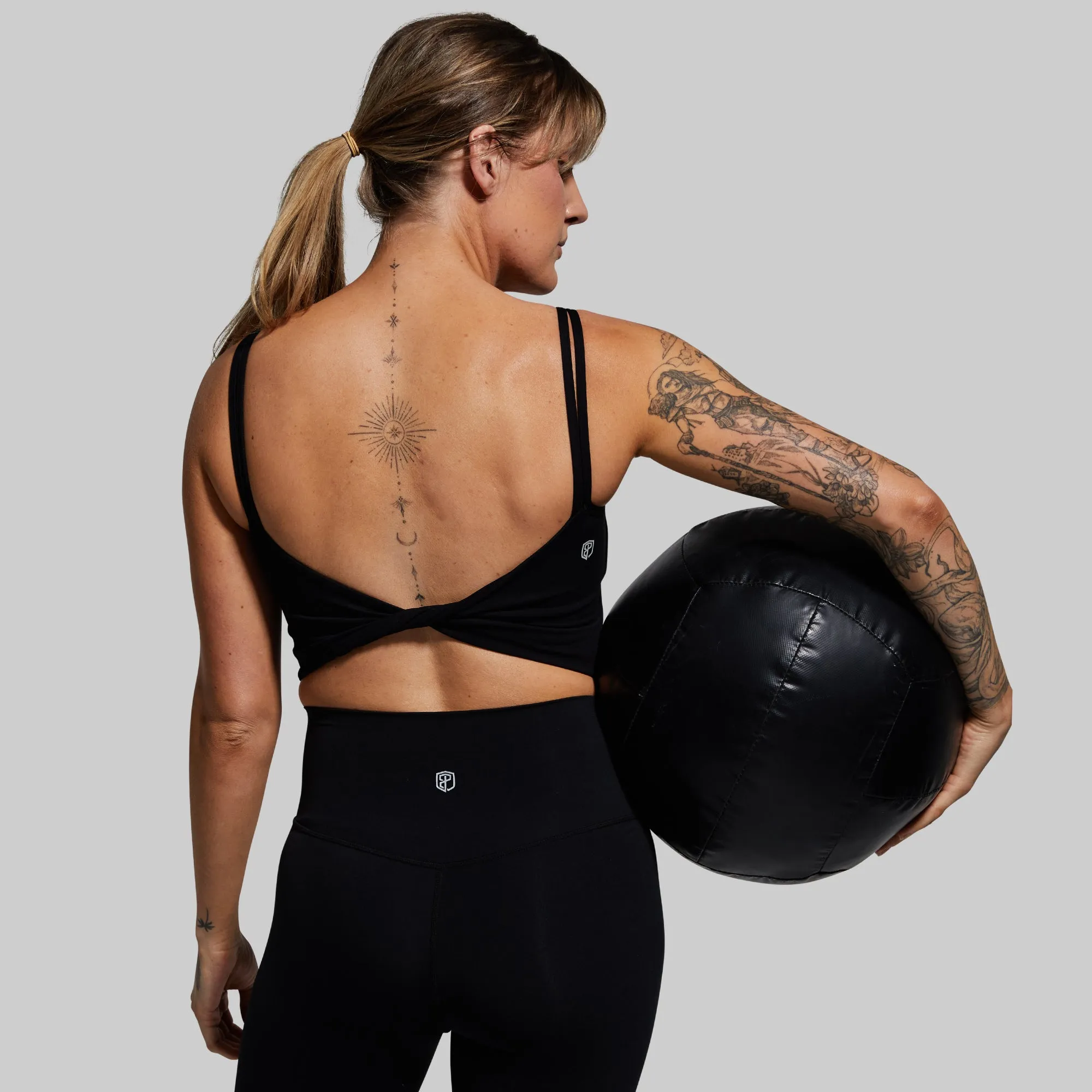 Don't Get It Twisted Sports Bra (Brand Strength-Black) Embroidered Workout