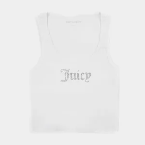 Bling U Neck Womens Tank Top (White) Craft Core Ethical Mode