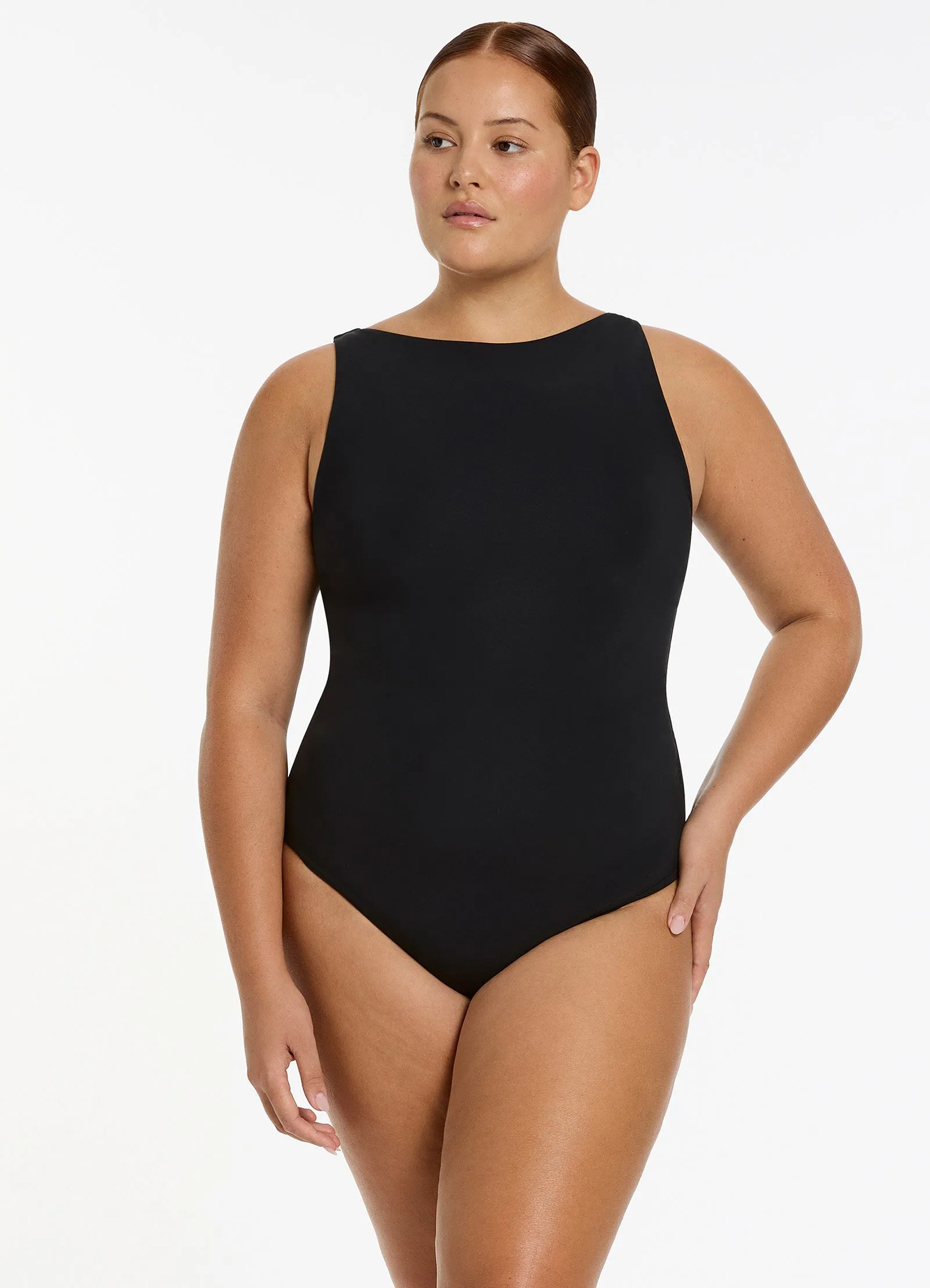 Jetset Boat Neck One Piece - Black Relaxing Swim chlorine resistant