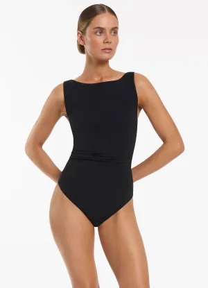 Ergonomic Design Holiday Pack Jetset Boat Neck One Piece - Black