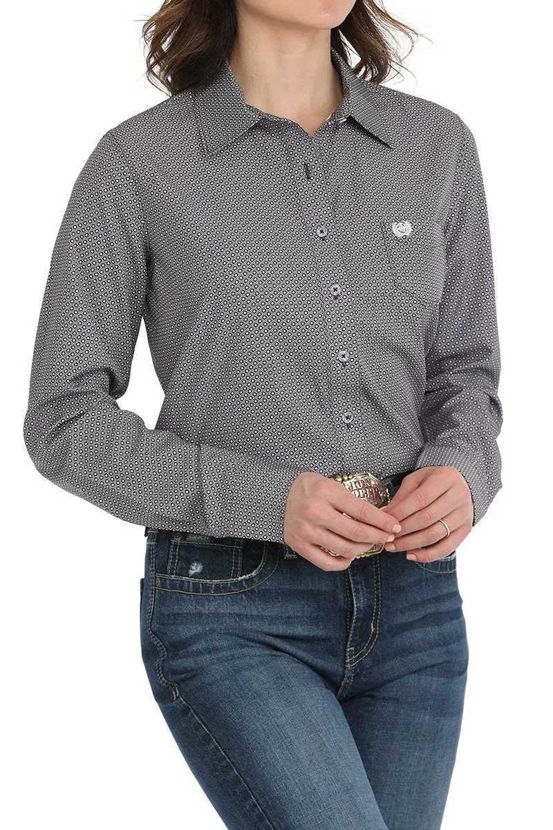 Cinch Women's L/S Arenaflex Geometric Polka Dot Western Button Down Shirt in Purple Holiday Outfit Style Lightweight Look