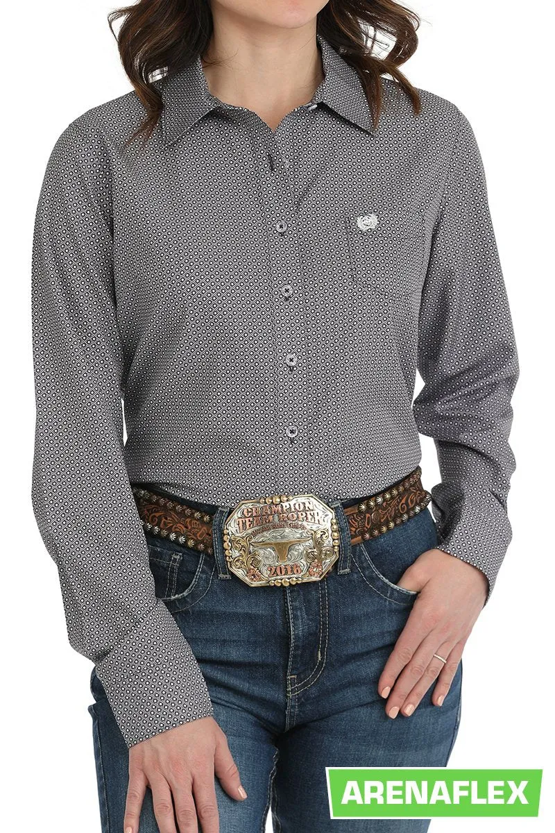 Cinch Women's L/S Arenaflex Geometric Polka Dot Western Button Down Shirt in Purple Easy Layering Effortless Comfort Wear
