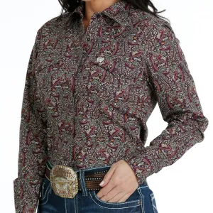 Cinch Women's L/S Purple Paisley Western Snap Shirt Everyday Essential Urban Comfort
