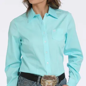 Casual Look Wear Moisture Control Fabric Cinch Women's L/S Solid Turquoise Western Button Down Shirt