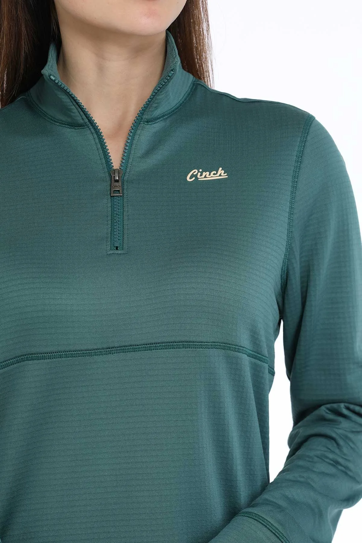 Classic Active Comfy Streetwear Cinch Women's Solid Green 1/4 Zip Pullover Sweatshirt