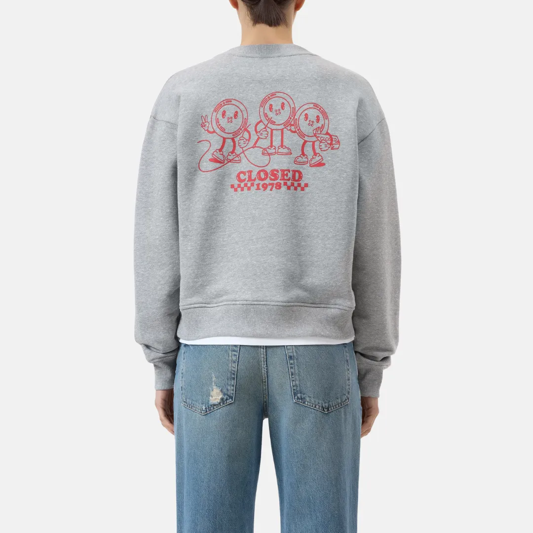 Graphic Design Sporty Style Printed Sweatshirt (Light Grey Melange)