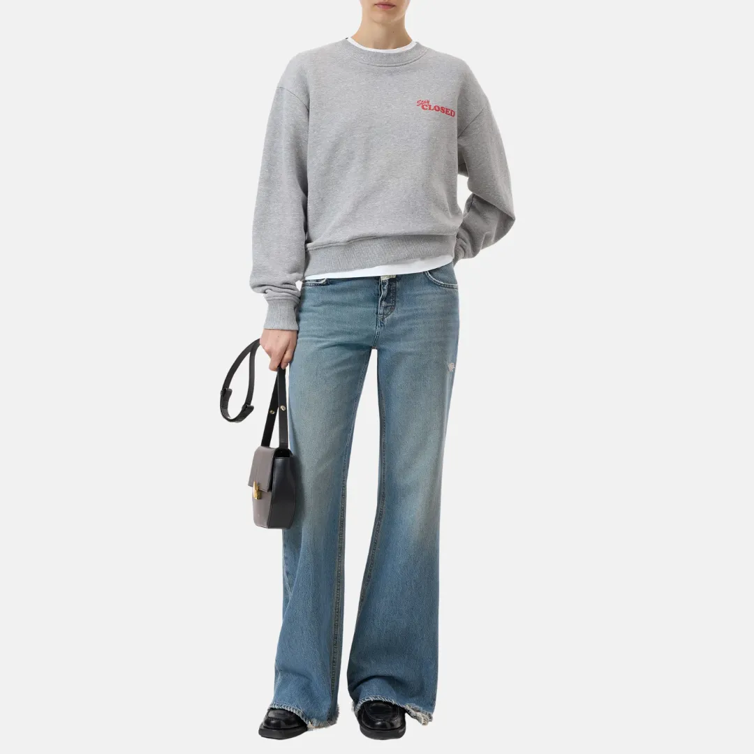 Printed Sweatshirt (Light Grey Melange) date night look