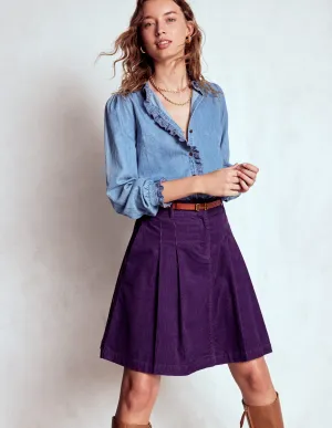 Timeless Wear Pleated Cord Skirt-Mystic Purple