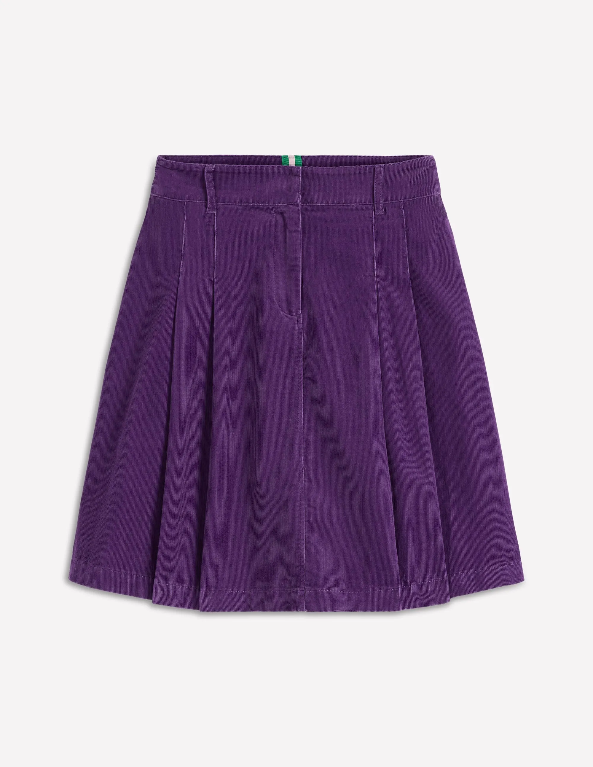 Pleated Cord Skirt-Mystic Purple Glossy Texture
