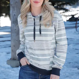 good for yoga Cruel Women's Striped Hoodie in Multicolor Green