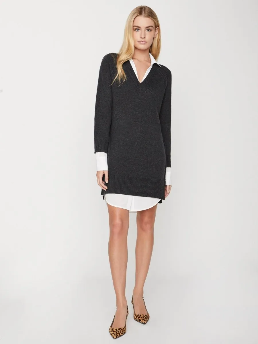 Minimal Aesthetic Bodycon-Fit The Looker Layered V-Neck Dress
