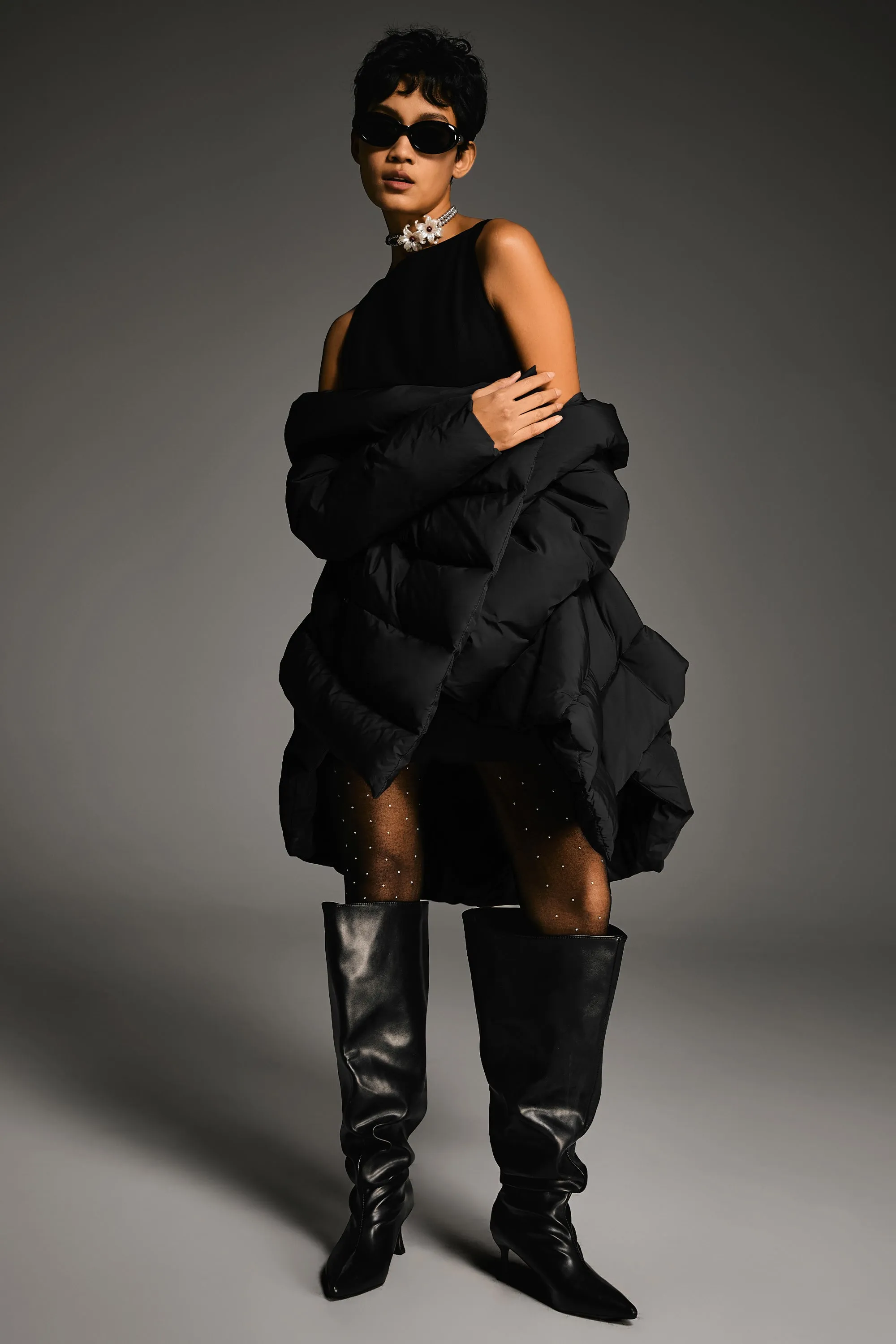 Cloak Puffer Down Coat BreathableFabric Foldable Design