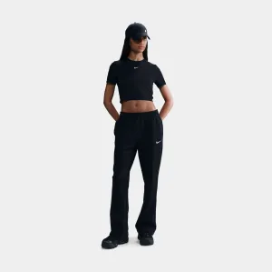 Phoenix Fleece Open Hem Womens Sweatpants (Black) Stretchable Fit