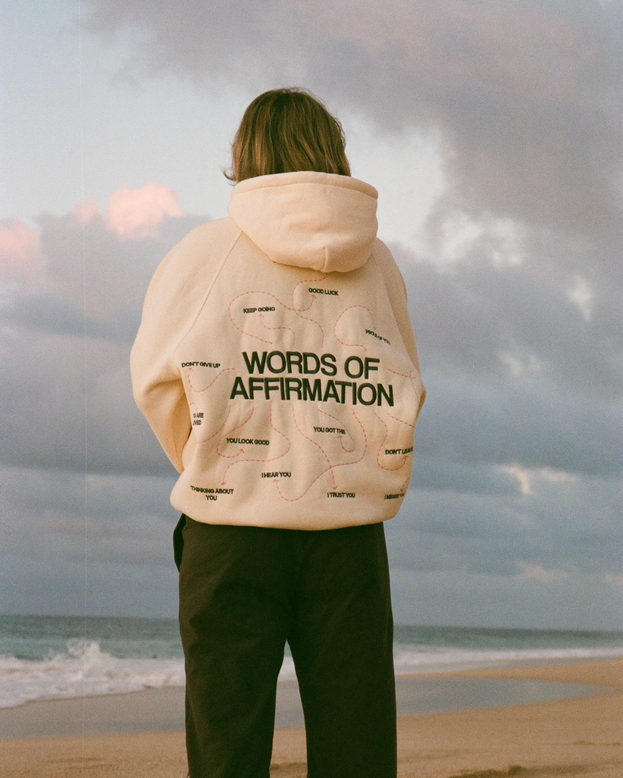 "Words of Affirmation" Oversized Lux Hoodie in Cream Cozy Mood