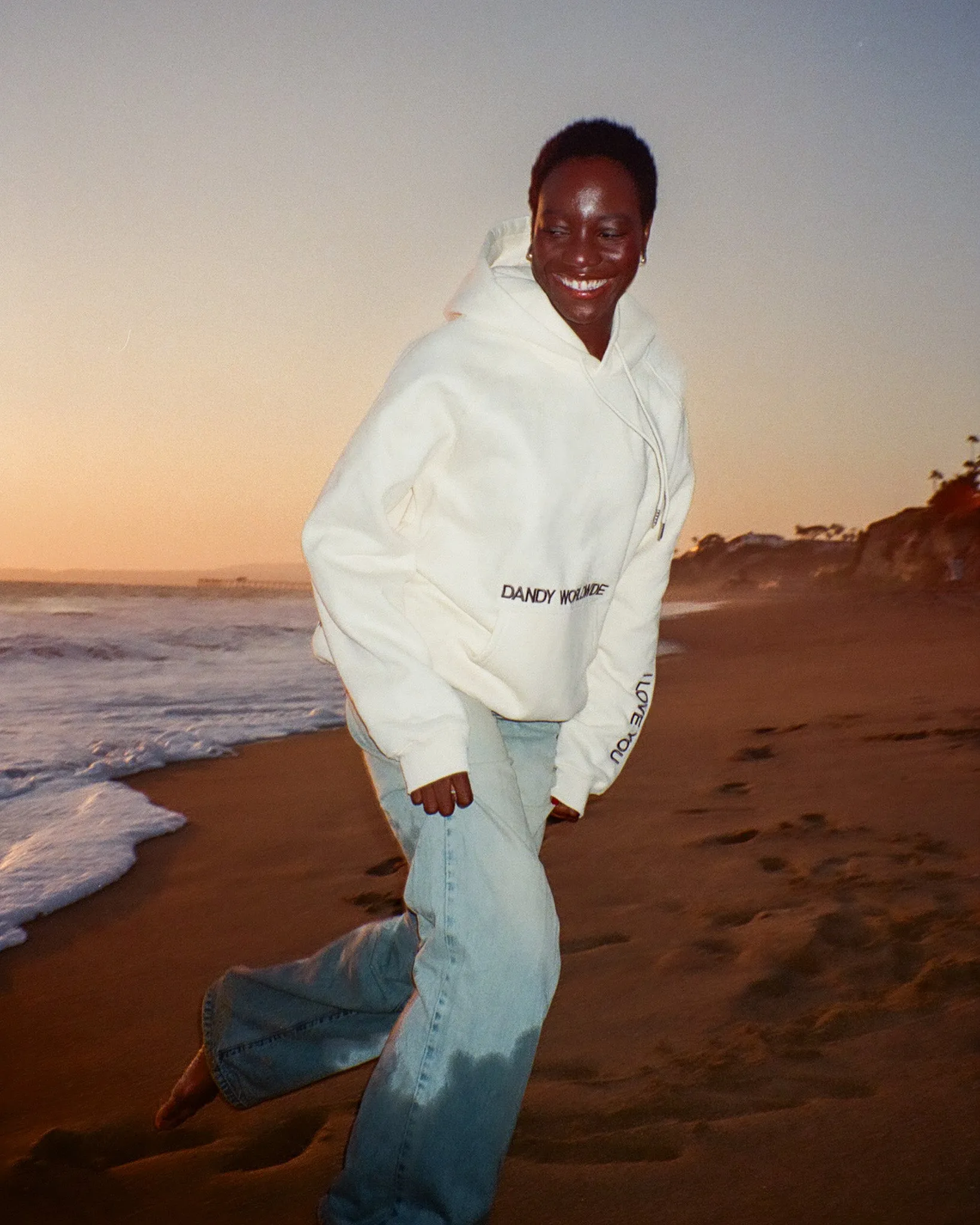Outdoor Minimal "Words of Affirmation" Oversized Lux Hoodie in Cream