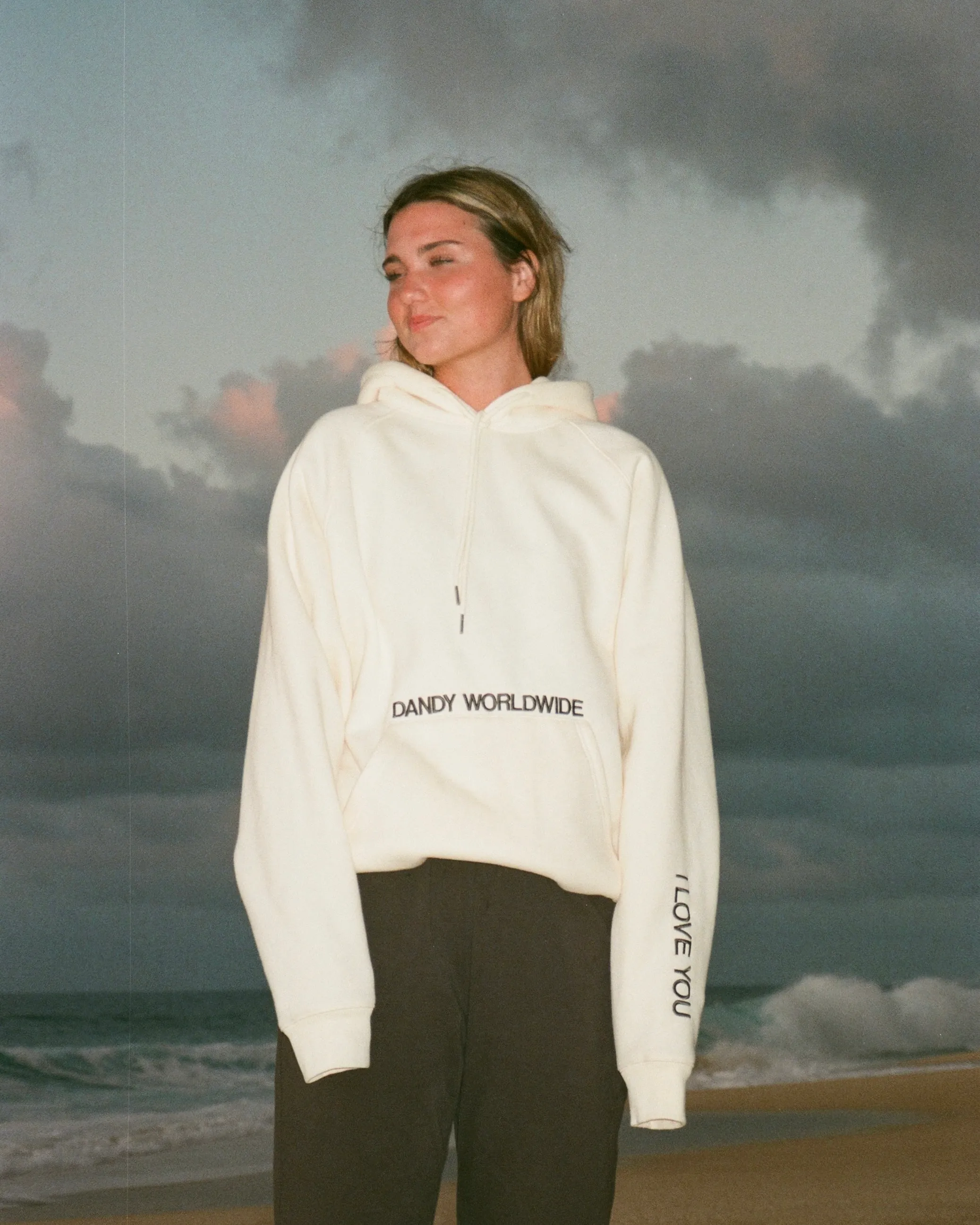 "Words of Affirmation" Oversized Lux Hoodie in Cream product camping suitability Custom made