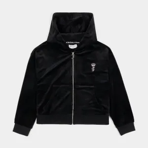 Relaxed Velour Zip Womens Hoodie (Liquorice) Trend Focus