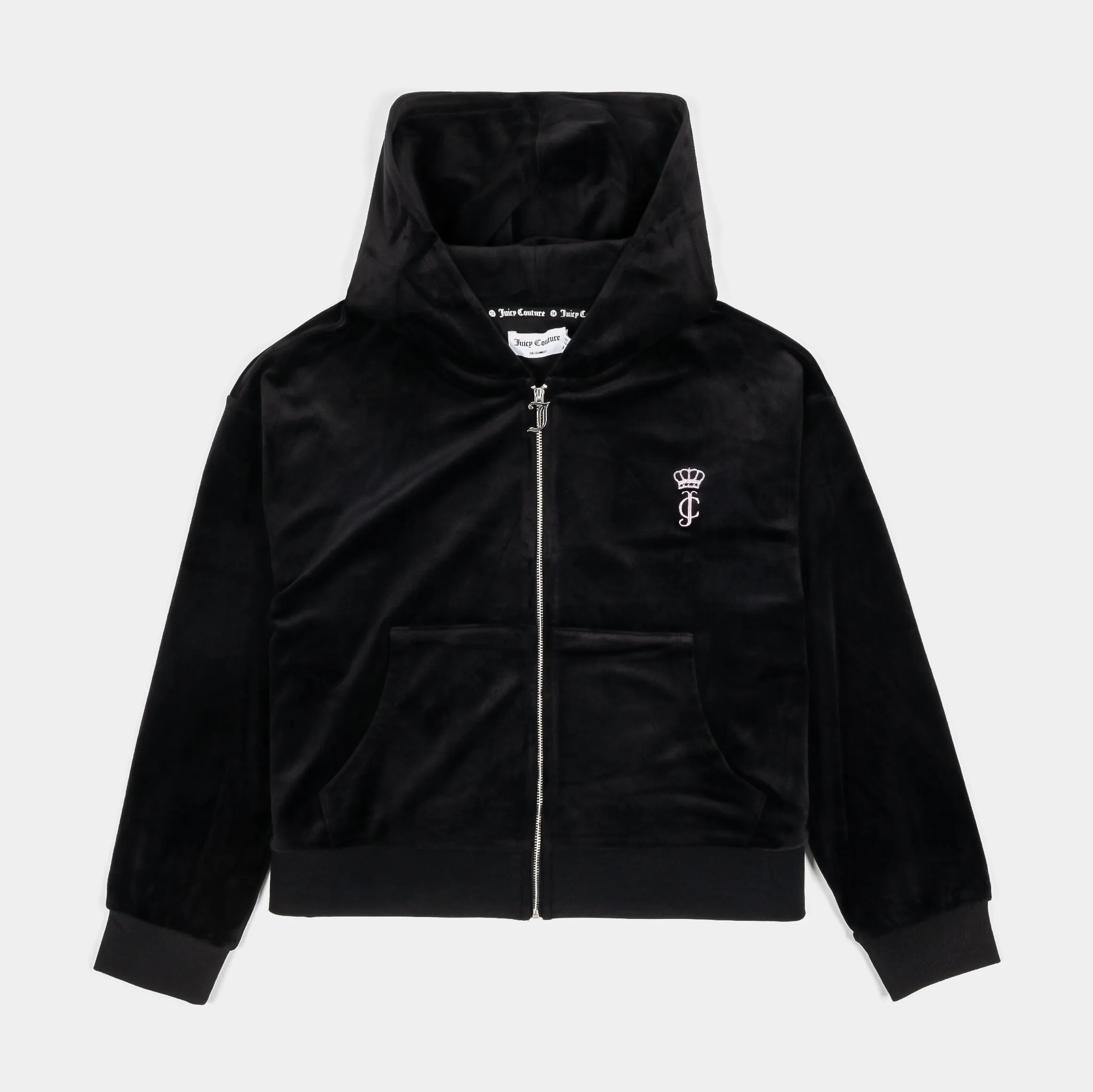 Relaxed Velour Zip Womens Hoodie (Liquorice) Trend Focus