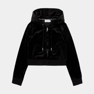 OG Bling Velour Full Zip Womens Hoodie (Black) Velvet
