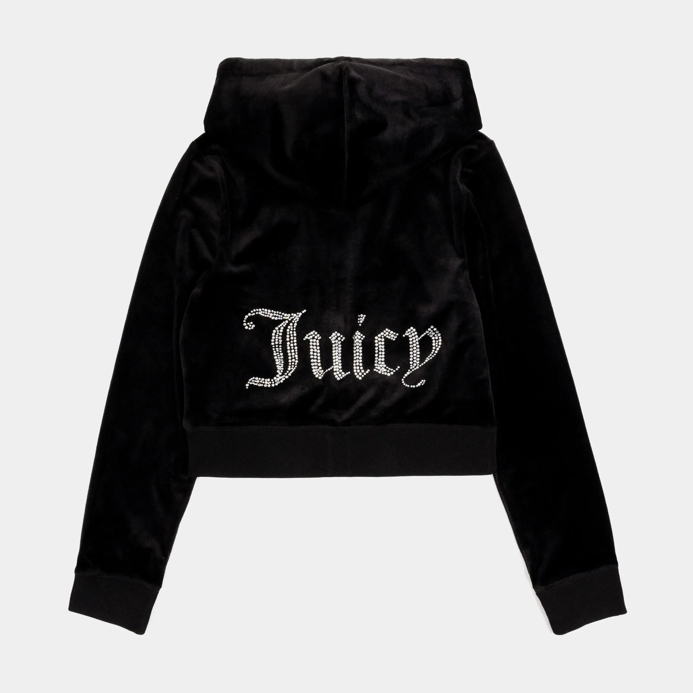 Weekend Chic OG Bling Velour Full Zip Womens Hoodie (Black)