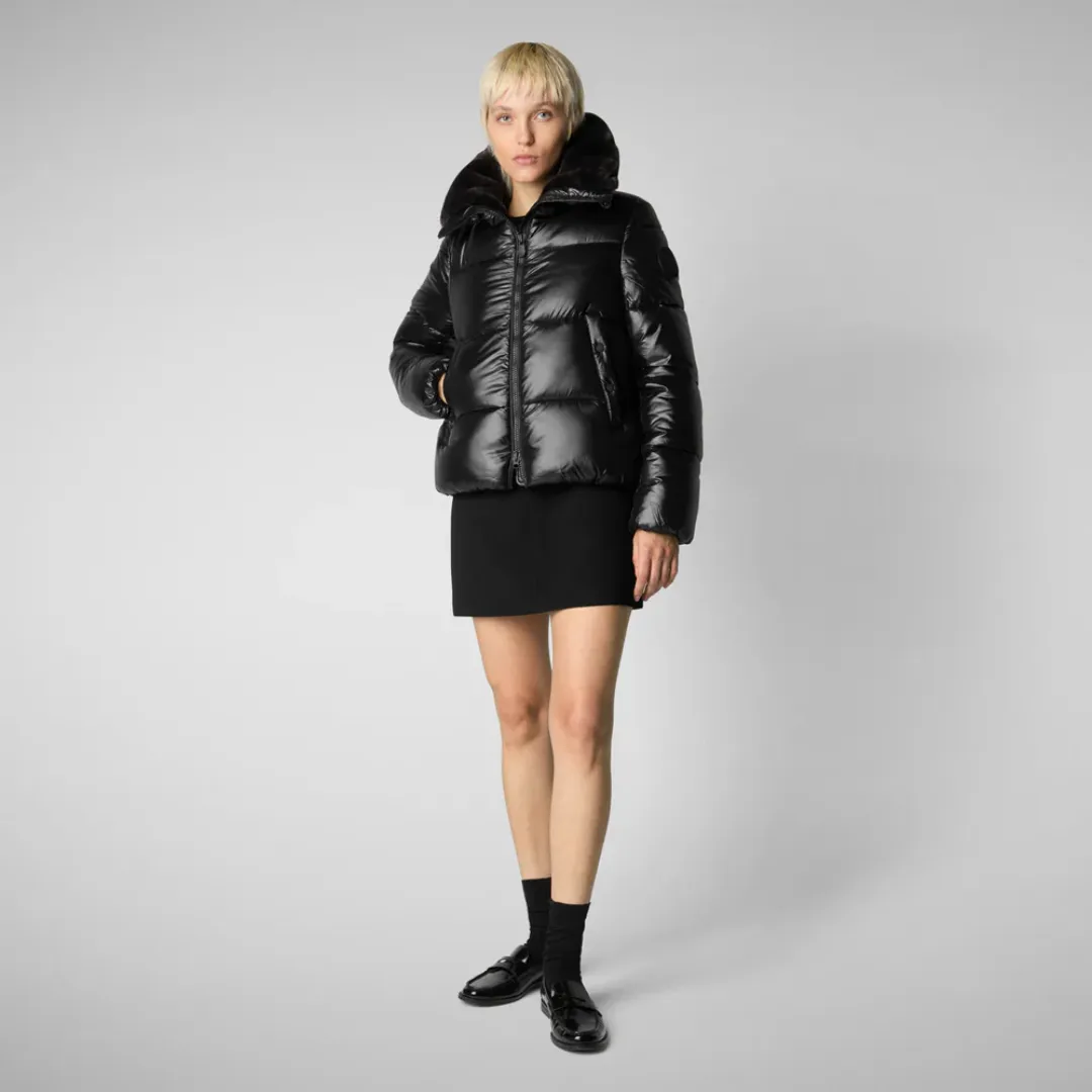 Taped Seam Technology Moma Faux Fur Puffer (Black)