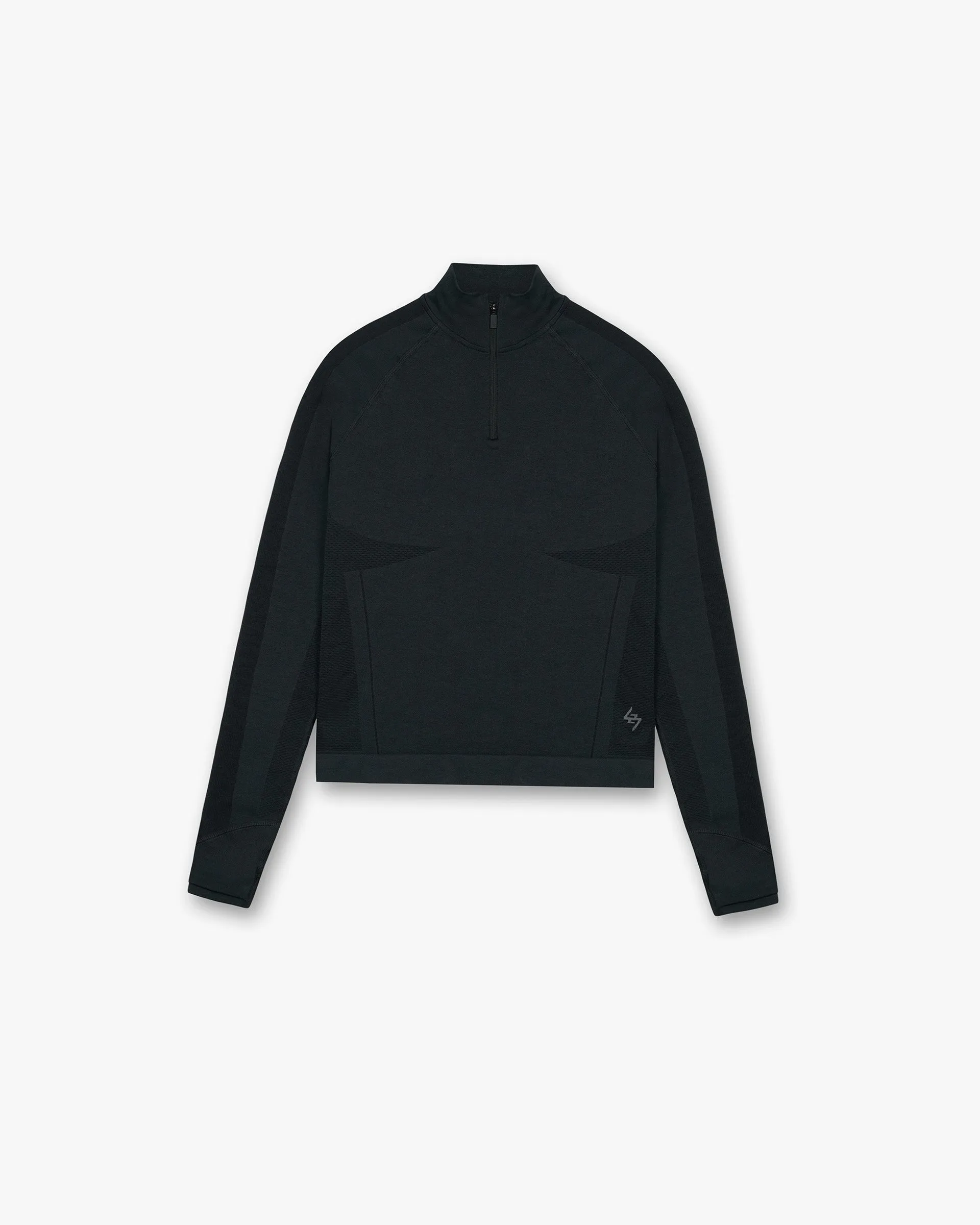 Double Layered Collar Style Staple 247 Sculpt Seamless Quarter Zip Jacket - Black