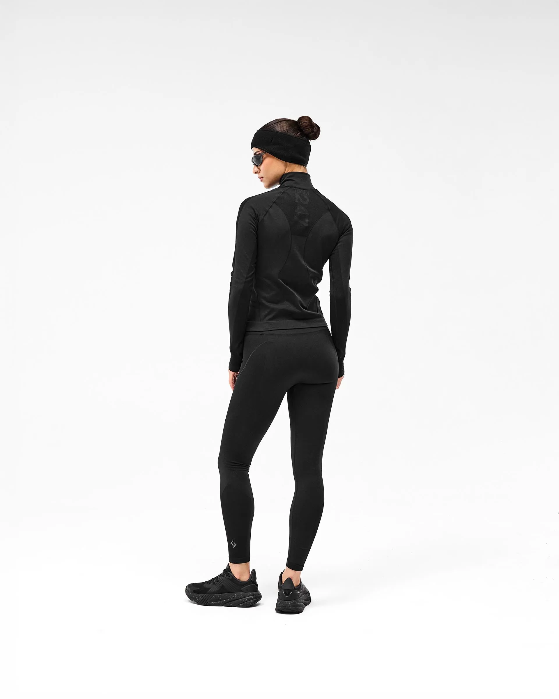 247 Sculpt Seamless Quarter Zip Jacket - Black Layering Compatible Cut Frictionless Zipper Tracks