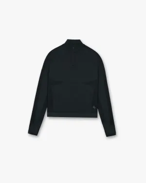 Double Layered Collar Style Staple 247 Sculpt Seamless Quarter Zip Jacket - Black