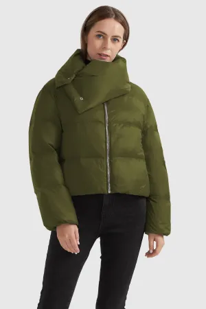 Stylish Puffer Down Coat with Thickened Collar PerimeterStructuralBoning ReinforcedEdging