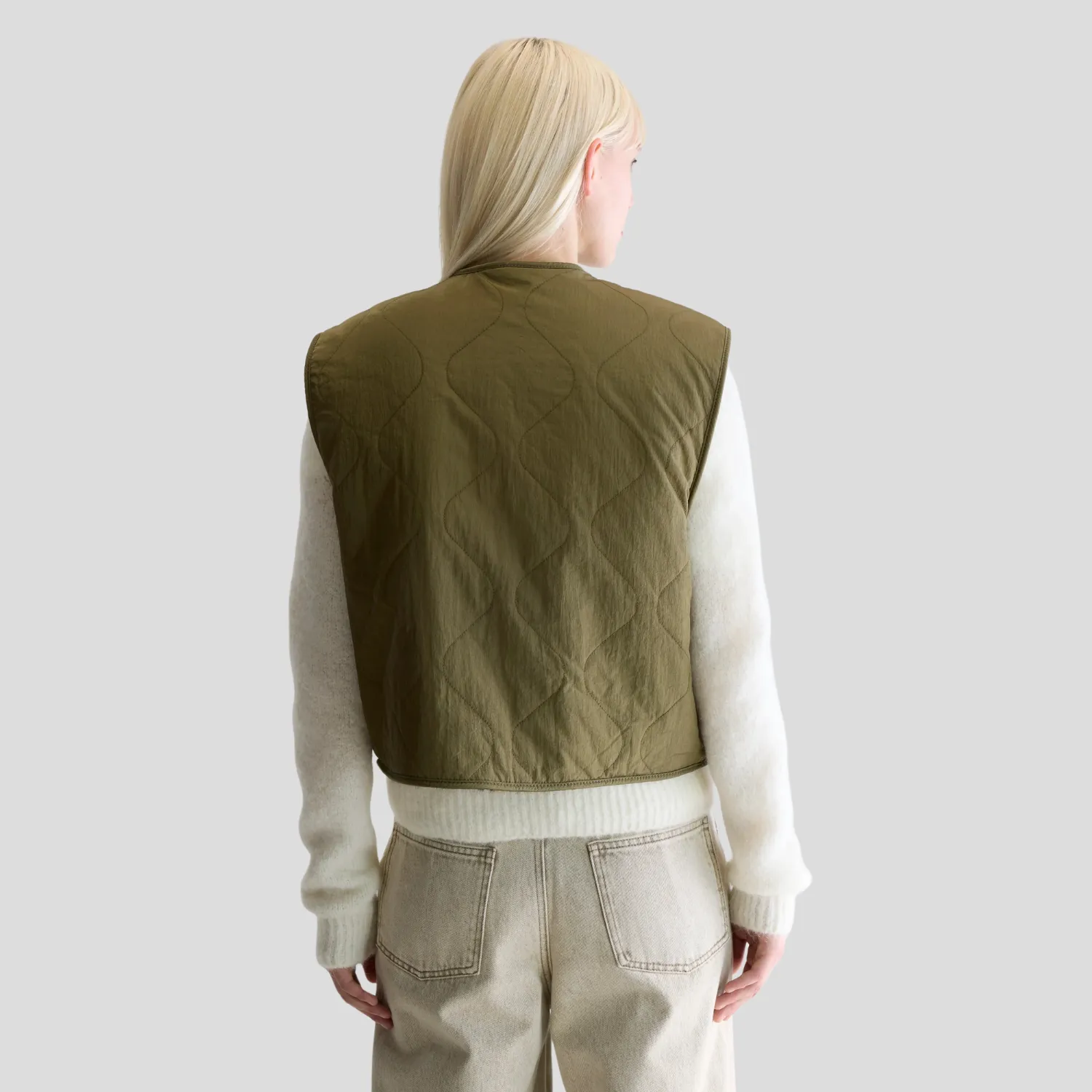 Eloise Sleeveless Jacket (Army) Reinforced Edging