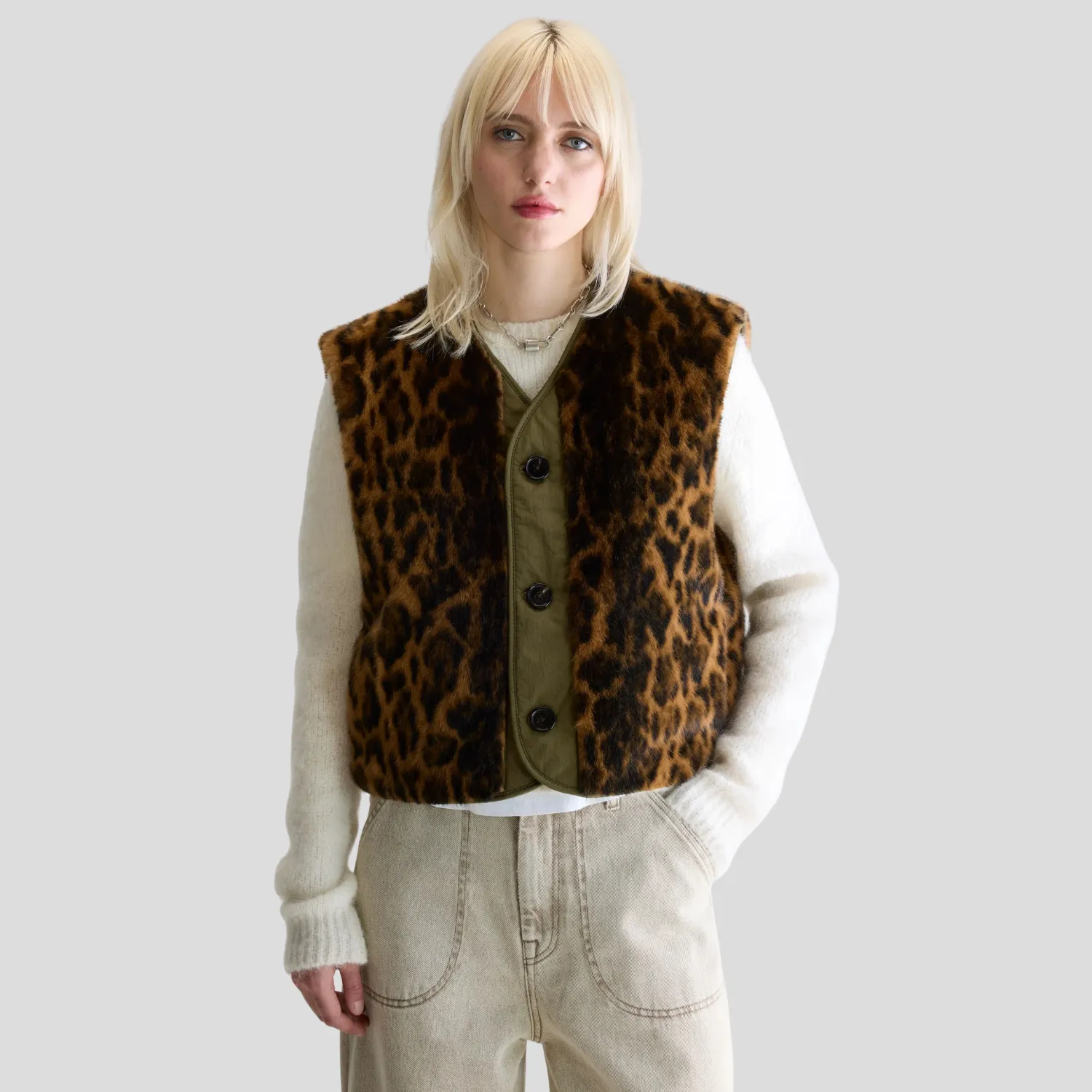 Eloise Sleeveless Jacket (Army) Autumn Ready