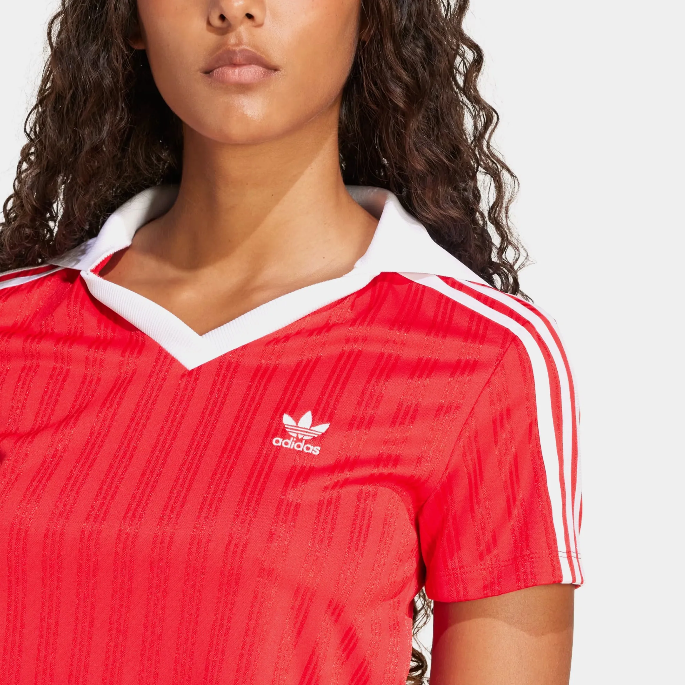 Vintage Style QuickEvaporation Originals Crop Polo Womens Short Sleeve Shirt (Red/White)