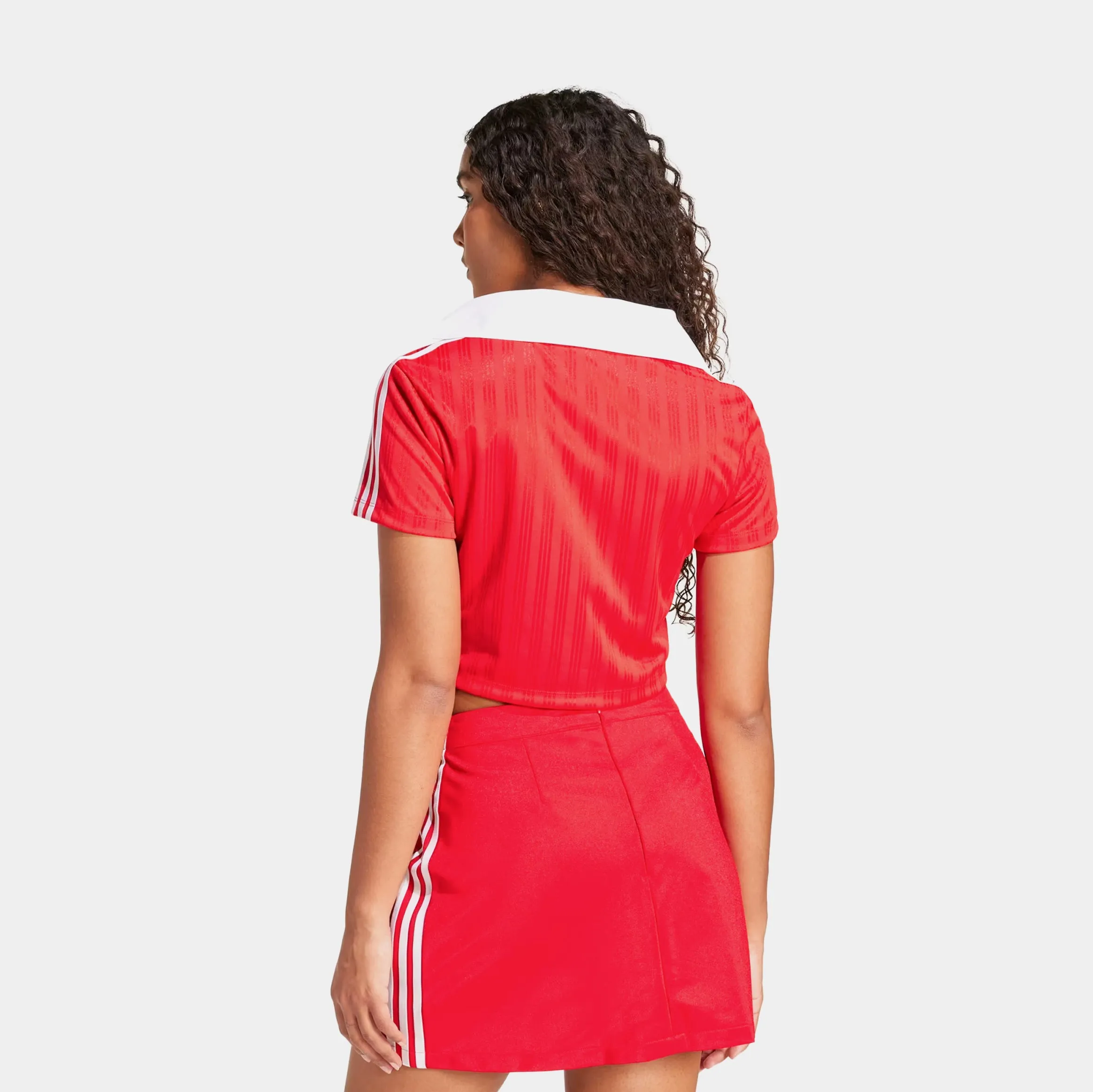 Originals Crop Polo Womens Short Sleeve Shirt (Red/White) WrinkleFreeFabric pack light