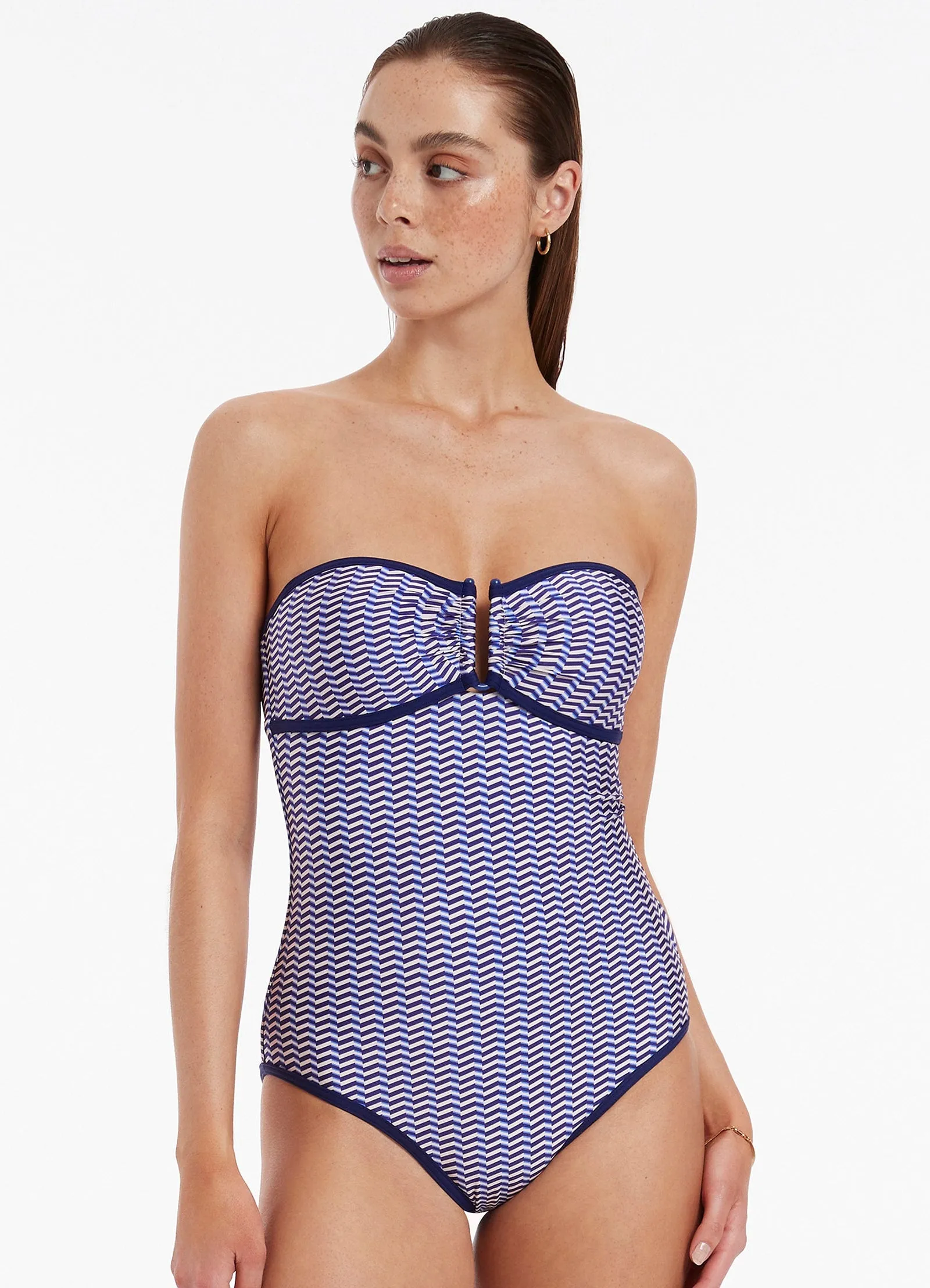 Amoudi Bandeau One Piece - Sapphire laid-back style Poolside Look