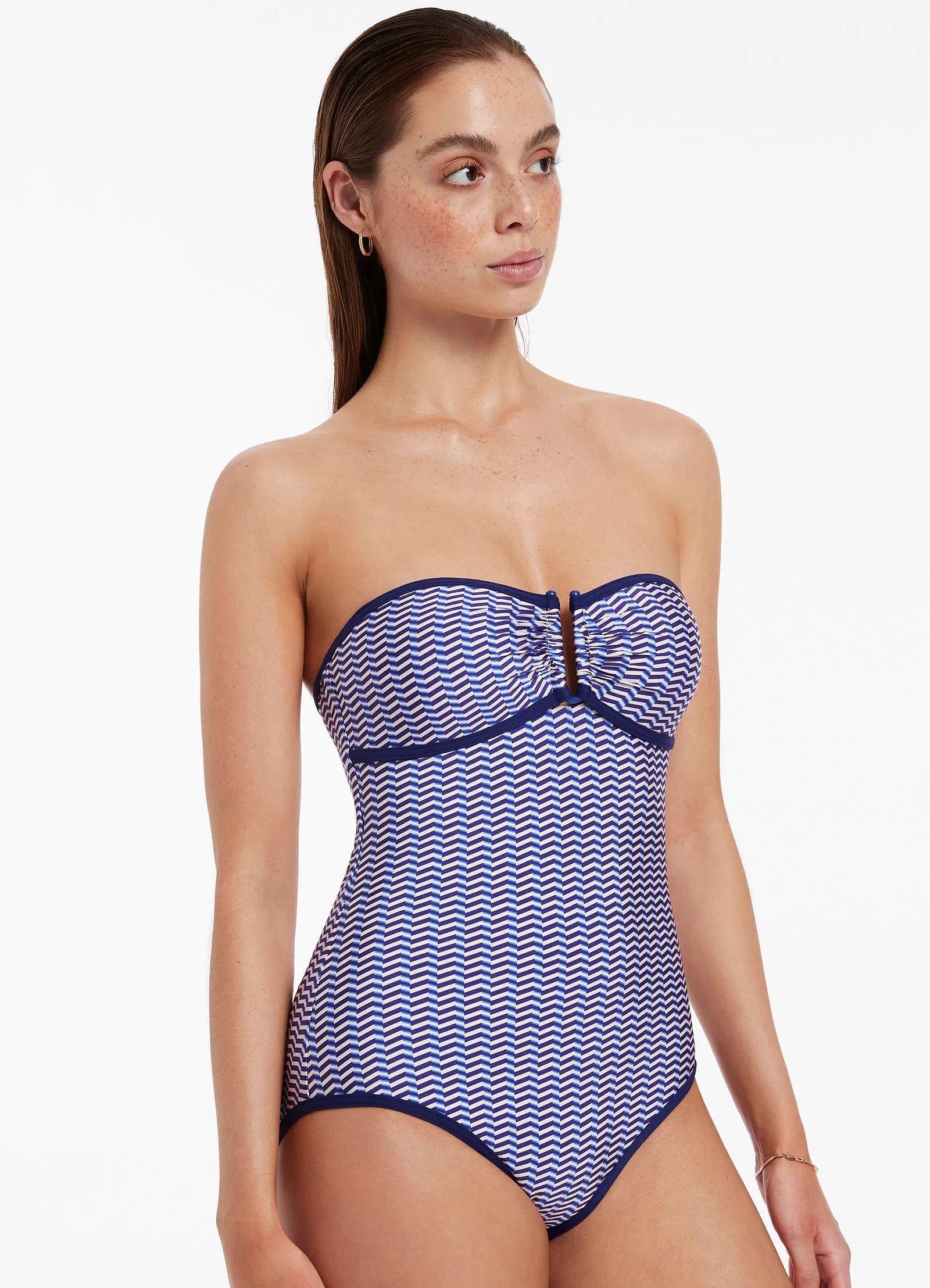 Breathable Perforations Thermal Insulation Layer Amoudi Bandeau One Piece - Sapphire