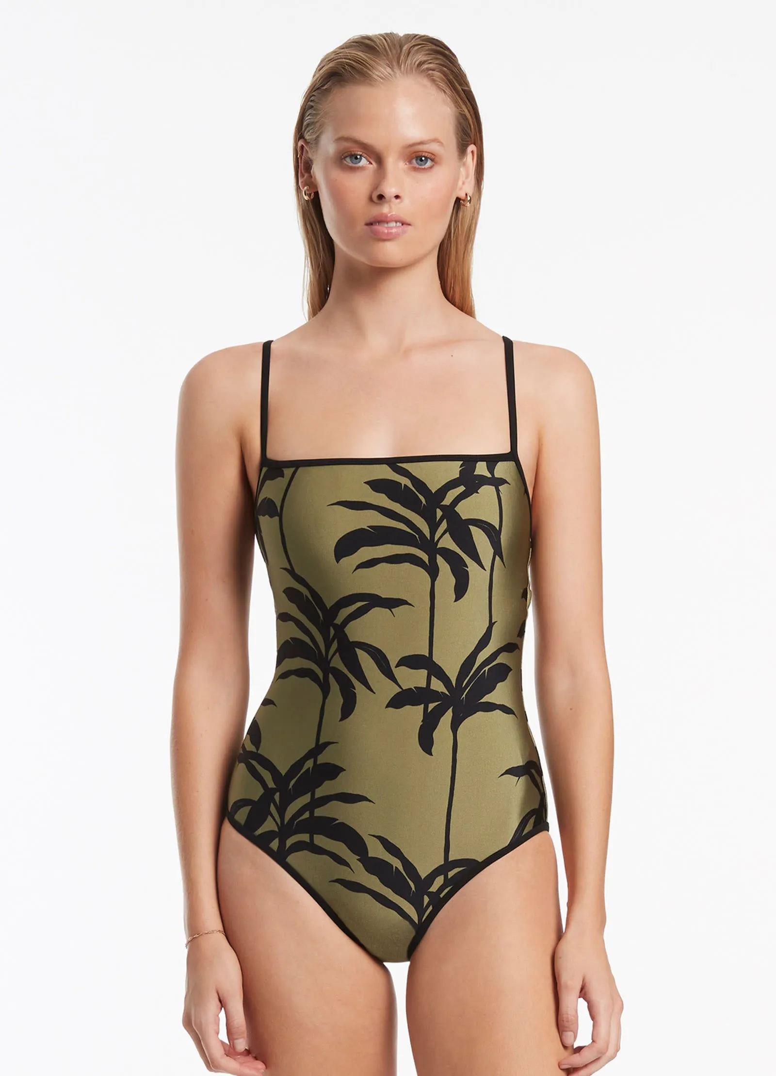 Palme Minimal Tank One Piece - Olive Casual Elegance