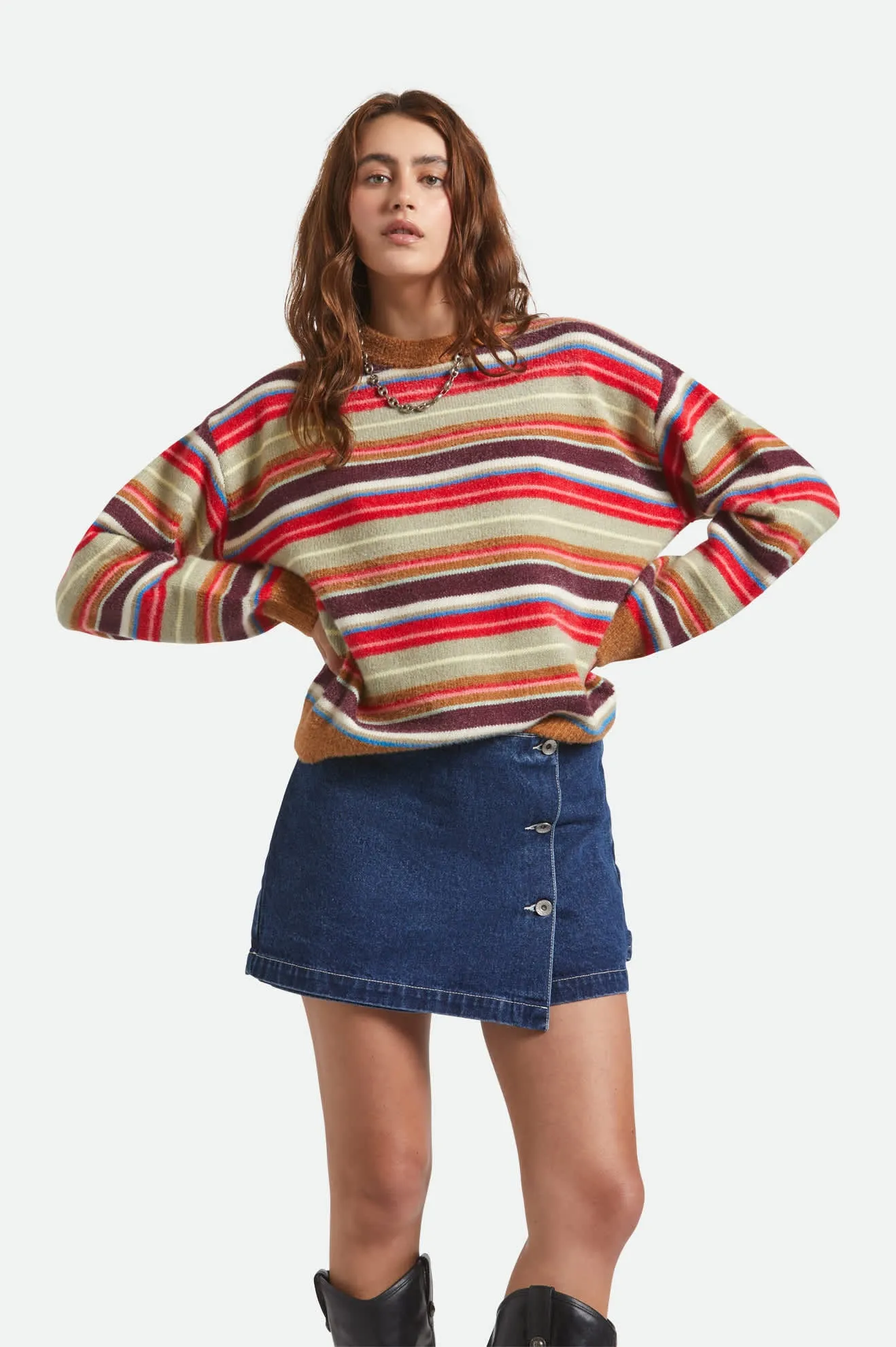 Match Fit Relaxed Look Cozy Crew Sweater - Multi Stripe