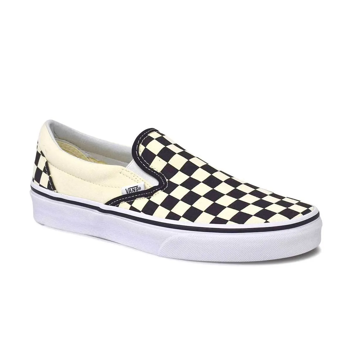 VANS Classic Slip-On Black/White 'Checkerboard' Shoes Height Plus