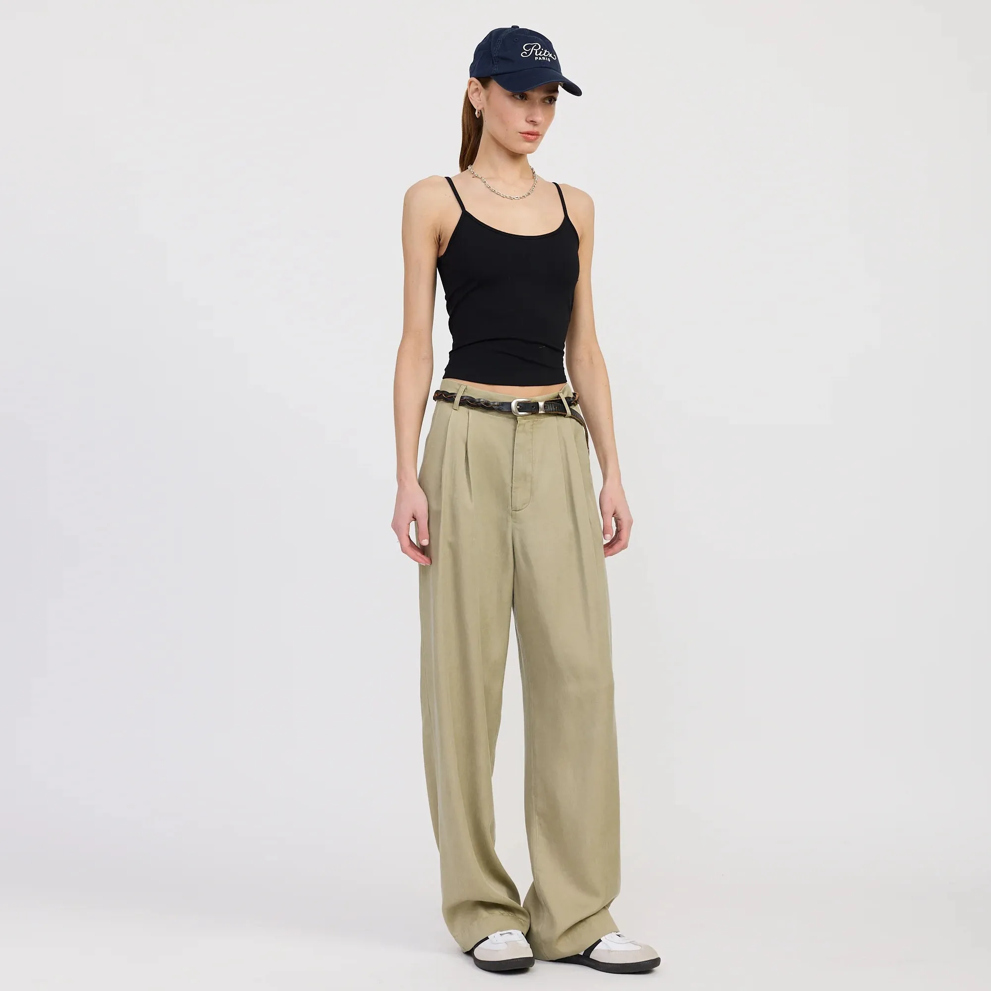 High Waist Wide Leg Trousers with Front Pleats Side zipper Fast Move