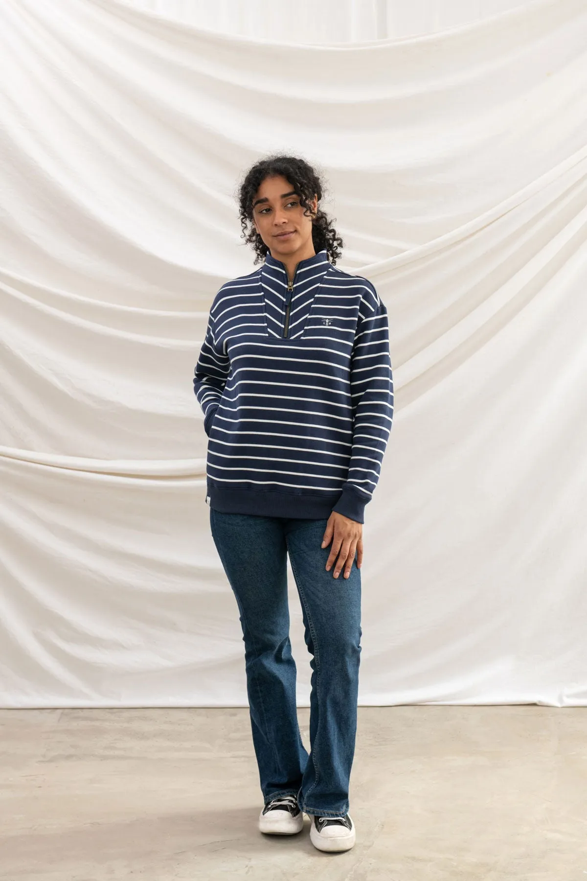 Coral Jersey - Navy Stripe Lounge Fit