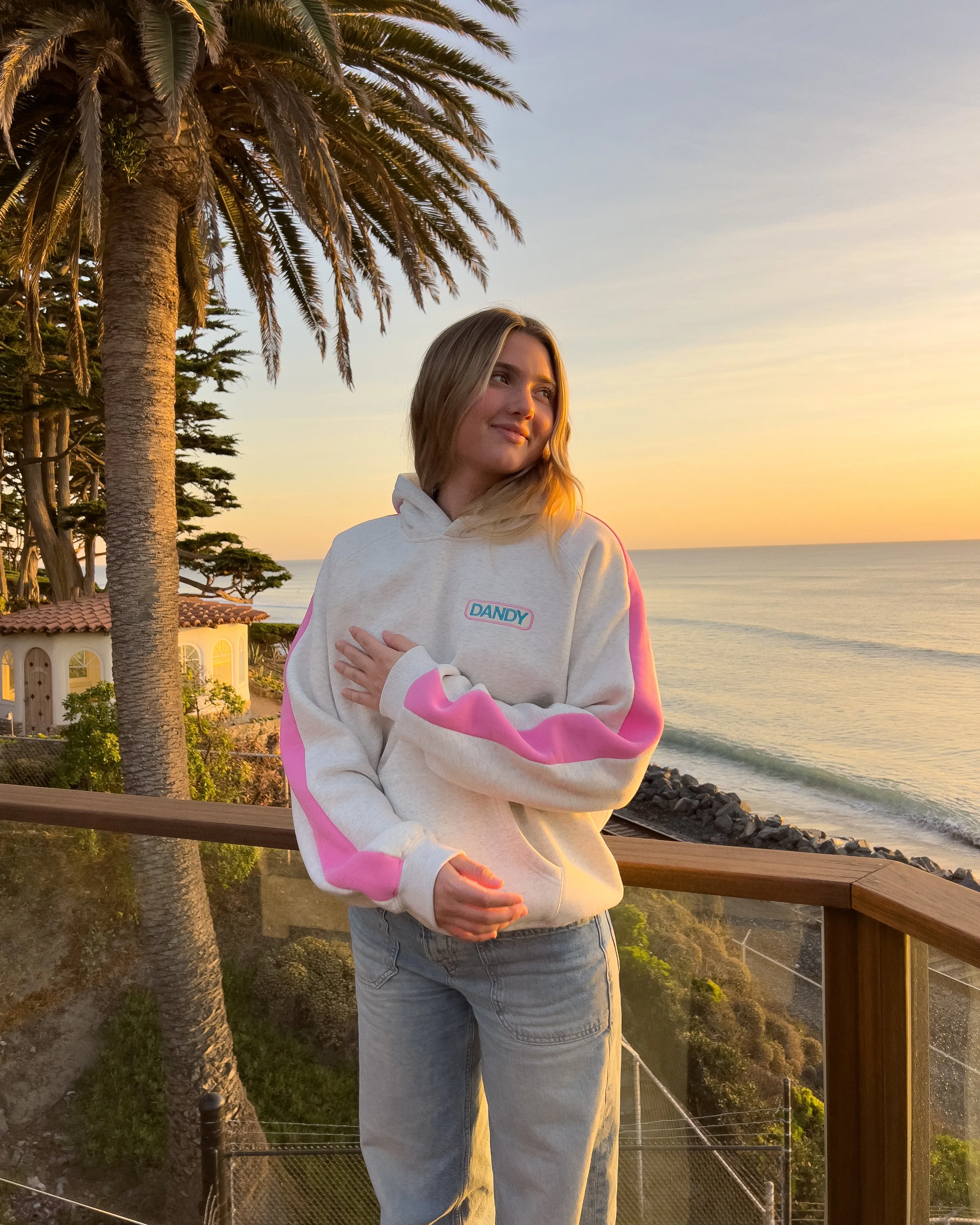 Modern Relaxed Pink Stripe Oversized Lux Hoodie
