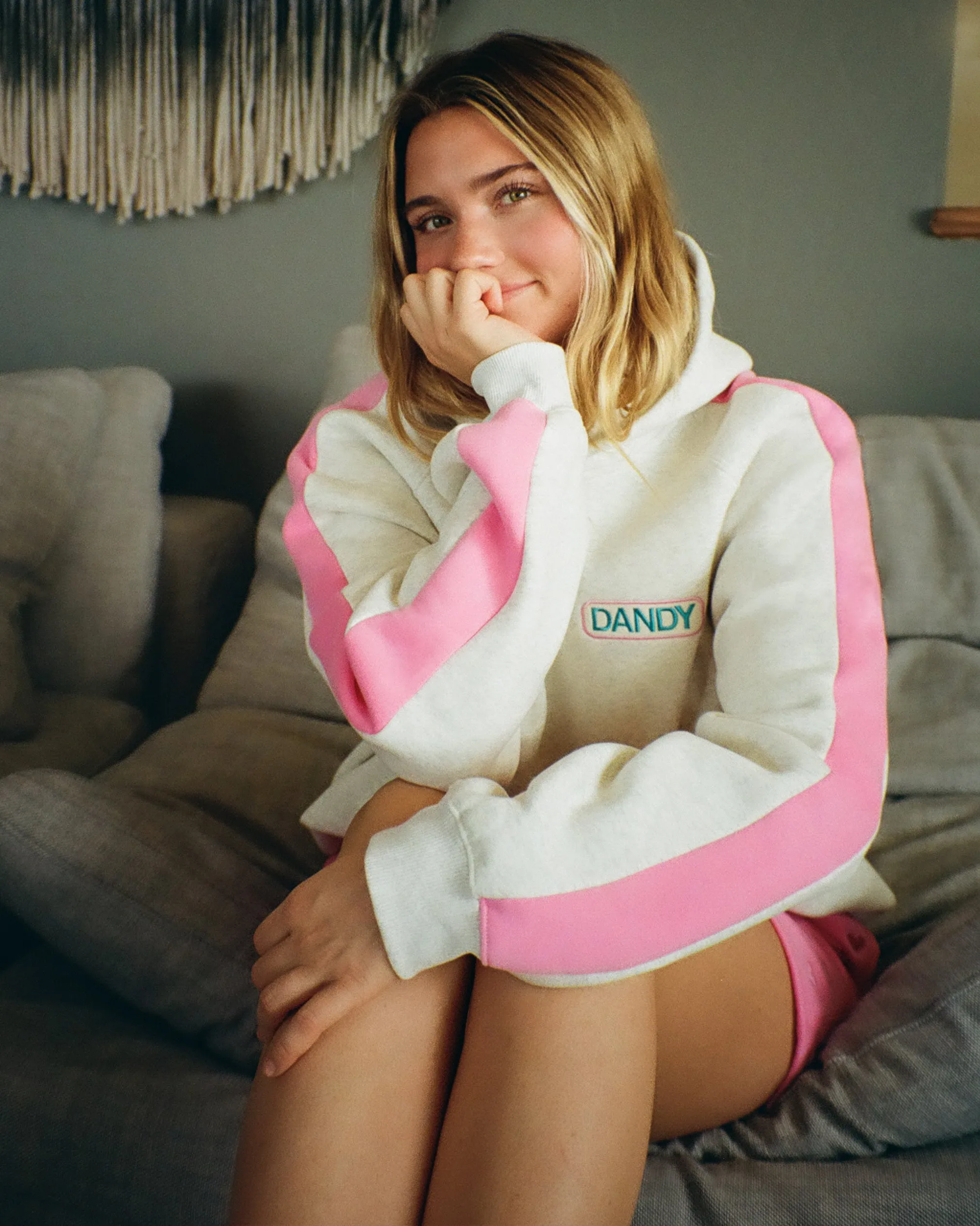 Layer Minimal Pink Stripe Oversized Lux Hoodie