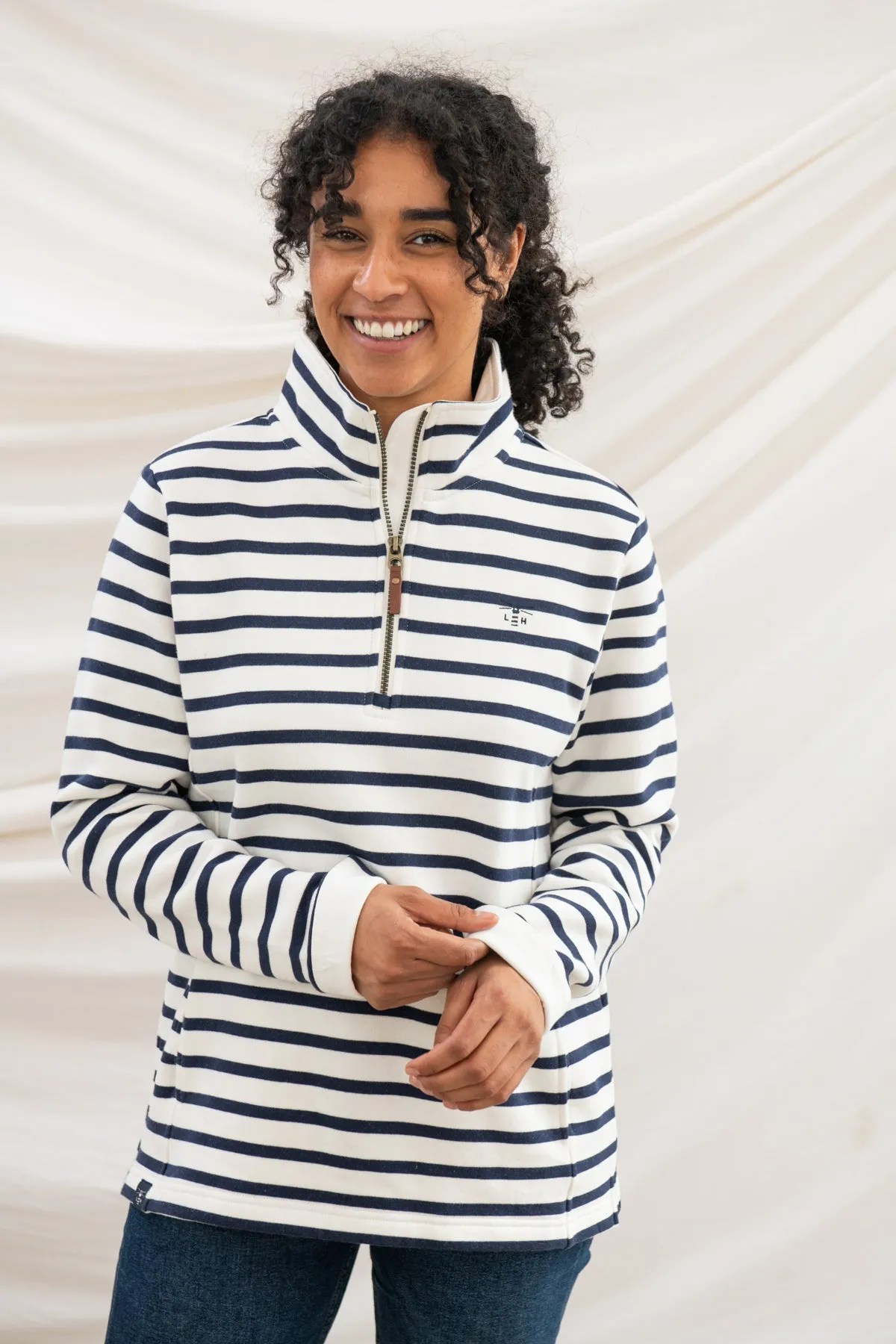 wrinkle free Trendy Streetwear Shore Sweatshirt - Cloud Navy Stripe