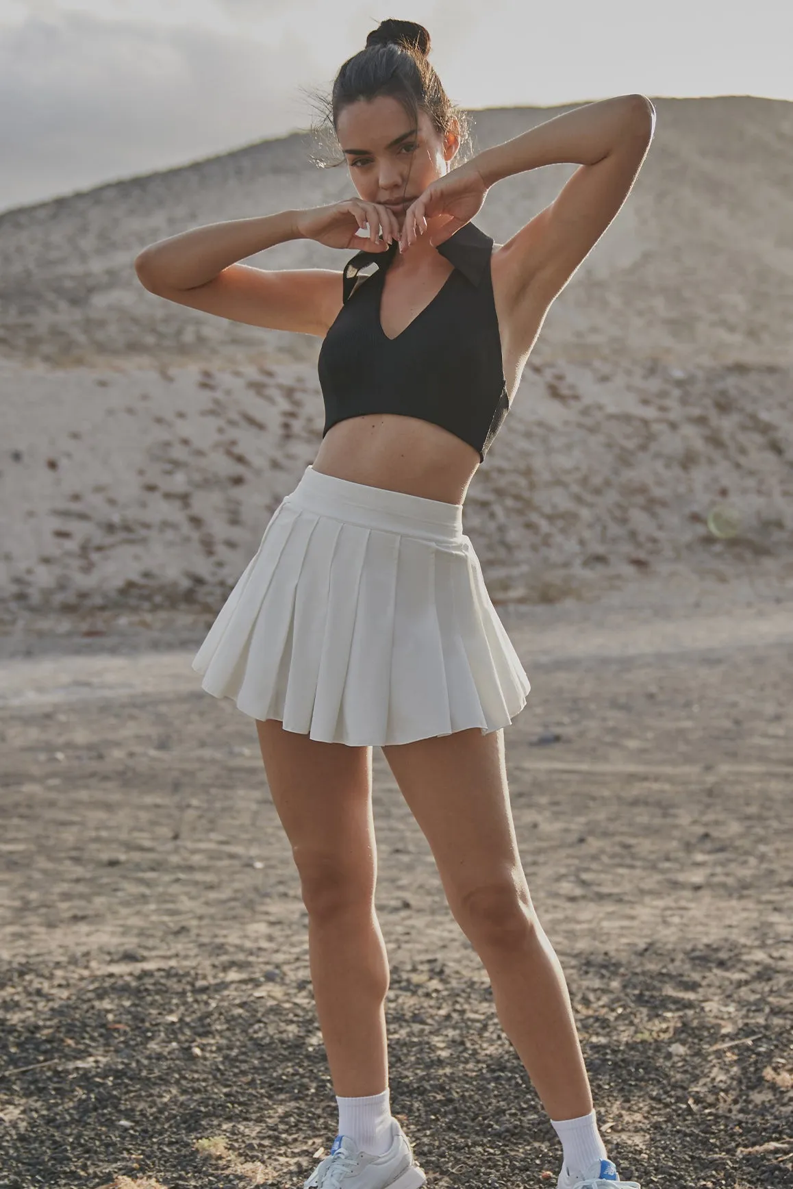 A-line Pleated Skirt ruffle trim Creative Fashion